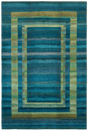 Tapis Gamba Triple Bordure Bleu Vert