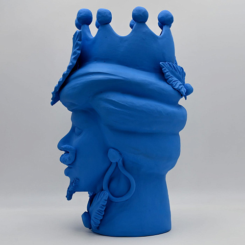 Sculpture Tête De Maure Bleu