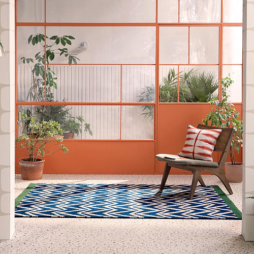 Tapis Dhurrie Bleu Extérieur