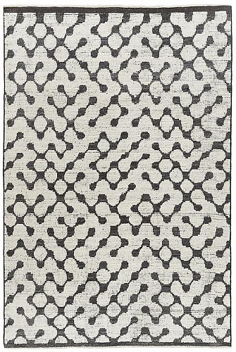 Tapis Noir & Blanc "Puzzle" Noué à la Main