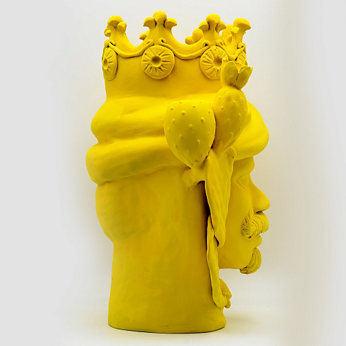 Sculpture Tête De Maure Jaune Mat