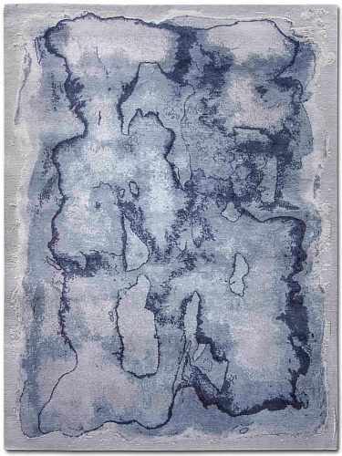 Tapis noué main Mono Bleu