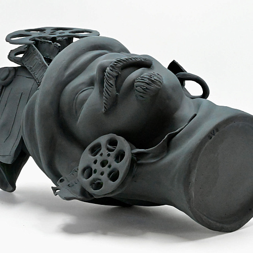 Sculpture Tête De Maure Gris Mat