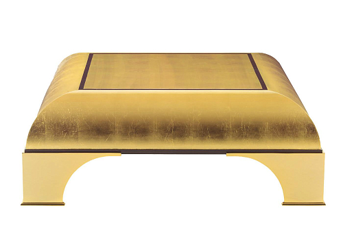 Table basse feuille dorée