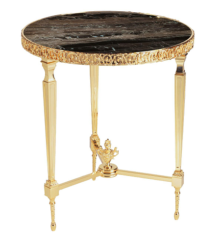 Table d'appoint en laiton avec plateau en marbre