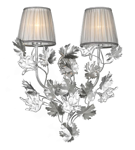 Applique Murale Feuille Argent en Verre de Murano
