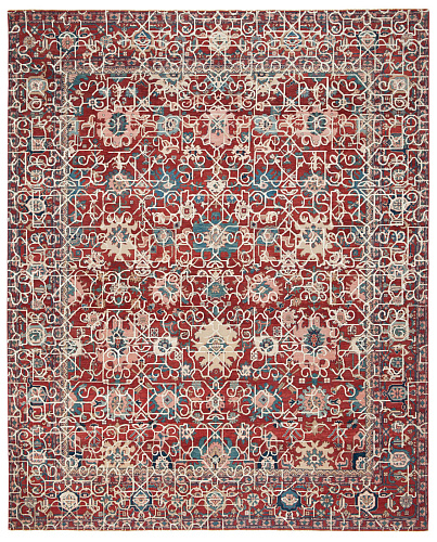 Tapis Bidjar Kingscross Hayat1 Rouge Blanc Soie
