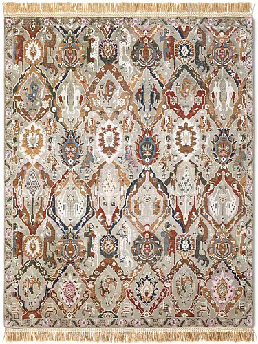 Tapis de luxe fait main KavaBagh Gris / Vert