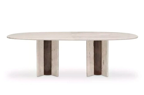 Table de Salle à Manger Ovale Marbre Travertin Paris