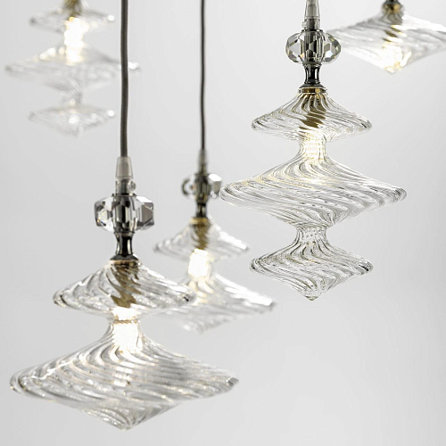 Lustre Contemporain Réglable avec Éléments en Verre
