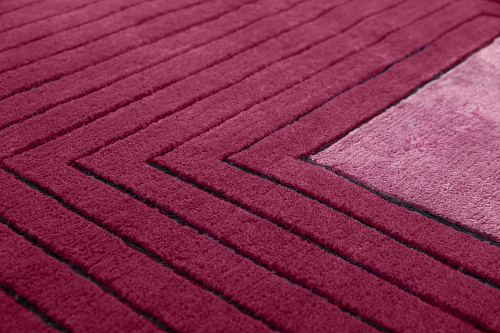 Tapis à Cadre Rouge en Laine & Viscose