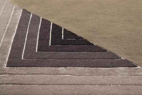 Tapis Géométrique en Laine et Viscose Noué à la Main