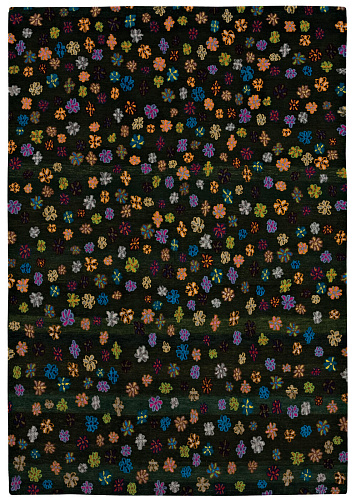 Tapis Petites Fleurs Vert Foncé