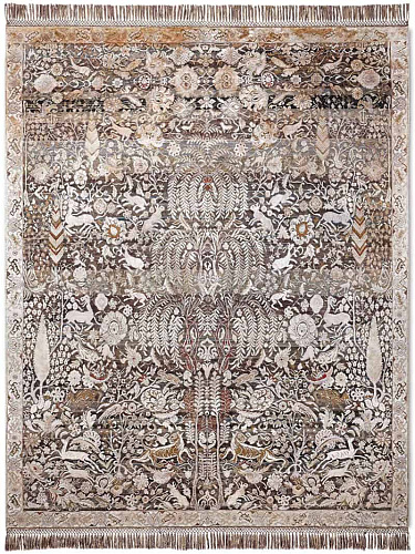 Tapis de luxe fait main Or / Gris
