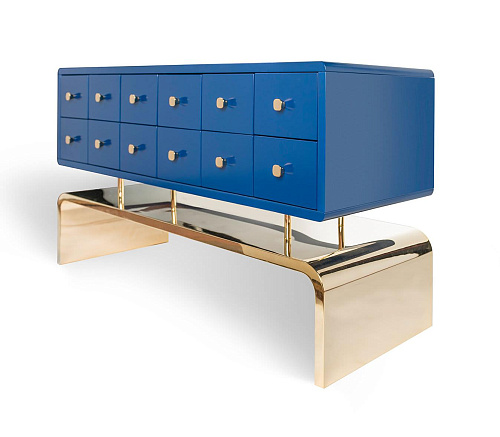 Commode capitonnée bleue Auspicious