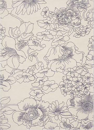 Tapis Linear Floral Bleu