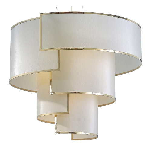 Lustre en Or Antique et Laiton avec Abat-Jour Ivoire