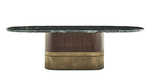 Table de salle à manger ovale Alma avec plateau en marbre