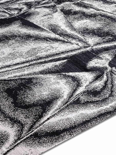 Tapis noué main Noir & Blanc Véritable