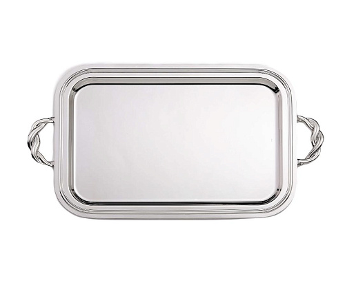 Plateau Rectangulaire Argenté Avec Poignées