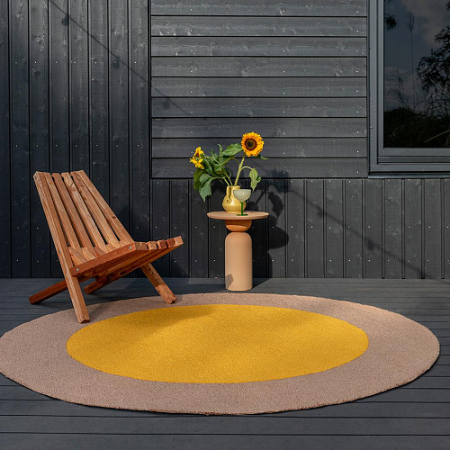 Tapis d’extérieur rond Festival Jaune