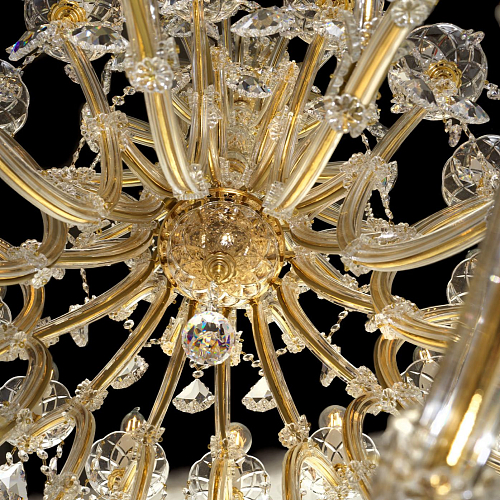 Lustre Mariateresa Finition Or avec Pendentifs en Cristal