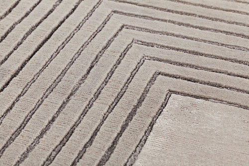 Tapis à Cadre Beige en Laine & Viscose