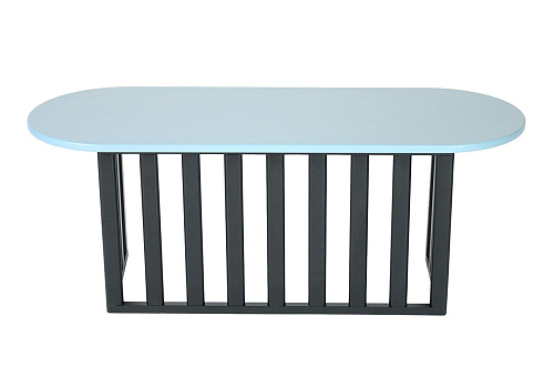 Table d'Appoint Ovale Bleu Clair en Bois