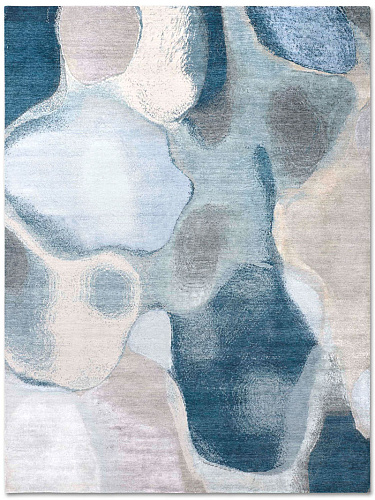 Tapis fait main de luxe Turquoise Bleu