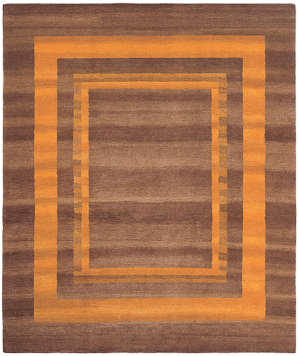 Tapis Gamba Triple Bordure Marron Orange