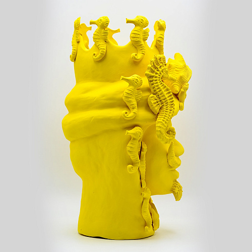 Sculpture Tête De Maure Jaune