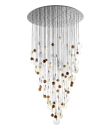 Lustre Cascade Contemporain avec Sphères en Verre Multicolore