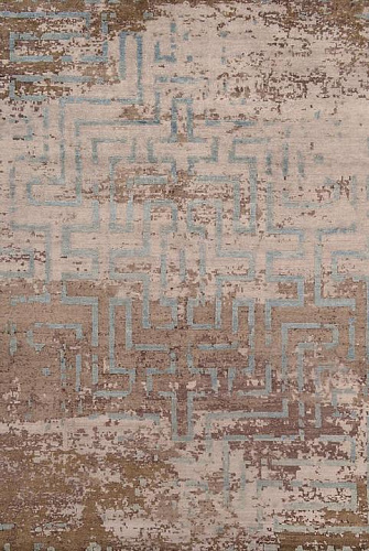 Tapis Abstrait Indien en Soie de Bambou