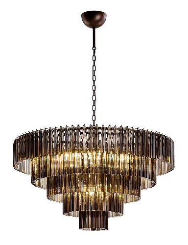 Lustre Rond avec Trihedrons Chocolat Fumé