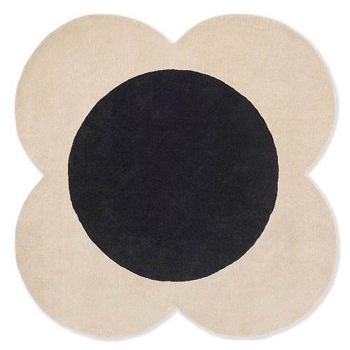 Tapis design en laine Flower Spot Écru / Noir 158409