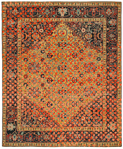 Tapis Serapi Queensbury Smiley Raved Jaune Orange Néon Soie