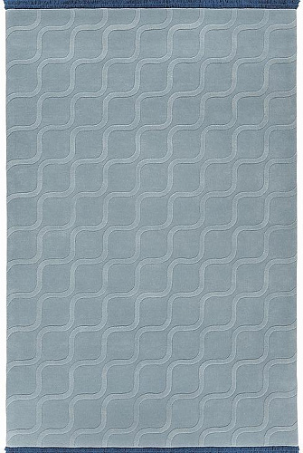 Tapis Bleu Clair Tufté à la Main