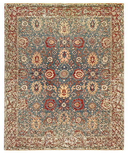 Tapis Bidjar Paddington Aube Bleu Sarcelle Gris Soie