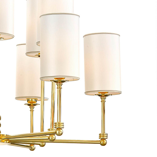 Lustre en Laiton Doré Poli avec Abat-Jours