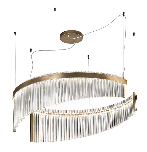 Lustre en Verre de Murano Transparent avec Double Éclairage LED