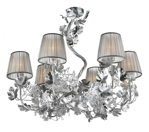 Lustre Contemporain avec Feuilles en Verre Transparent