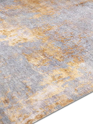 Tapis noué main de luxe Stéréo Gris / Doré