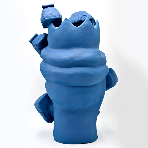 Sculpture Tête De Maure Bleu Mat