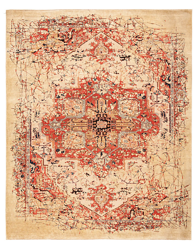 Tapis Serapi Westminster Plaisir Rouge Beige Soie