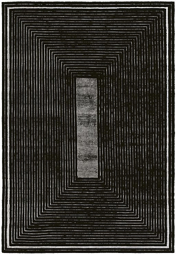 Tapis à Cadre Noir en Laine & Viscose