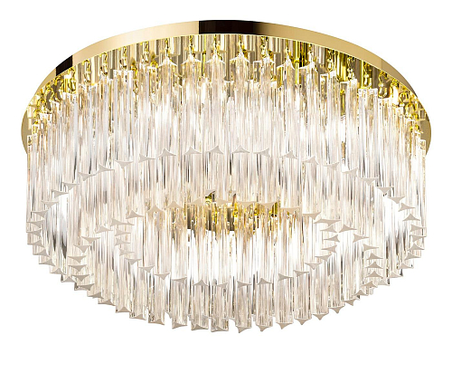 Plafonnier Rond en Verre Finition Or