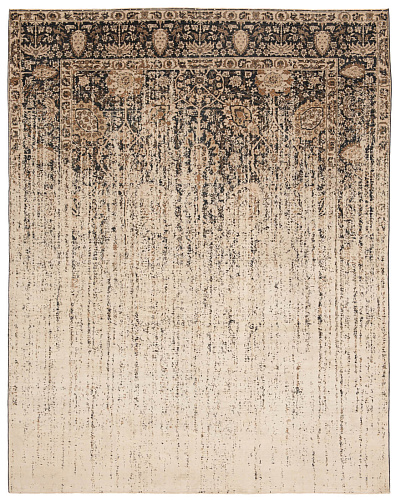 Tapis Tabriz Riverside Vendetta Noir Beige Soie