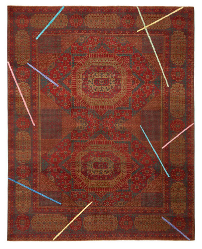 Tapis Mamluk Knightsbridge Lampe Néon Rouge Multicolore Soie