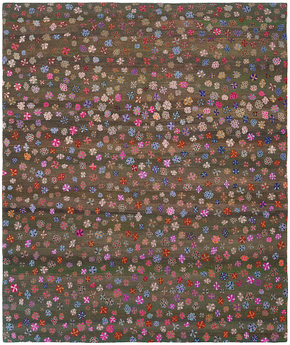 Tapis Petites Fleurs Gris