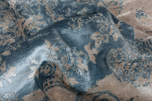 Tapis Bleu en Soie de Bambou